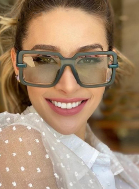 欧美ins新款大框镂空果冻彩色海洋片太阳镜个性ins男女UV400墨镜