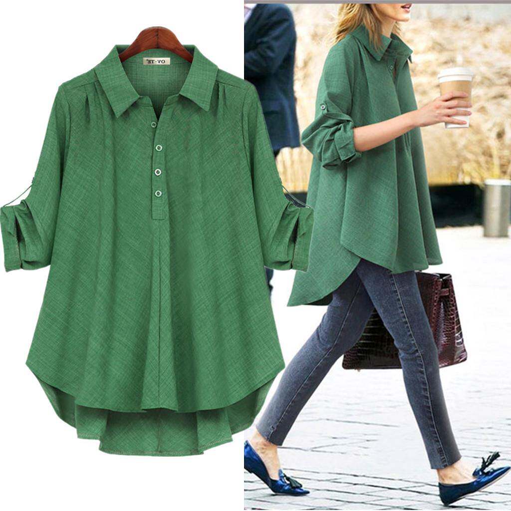 春秋新款女装欧美风双色面料长袖衬衫大码宽松显瘦中长款百搭上衣