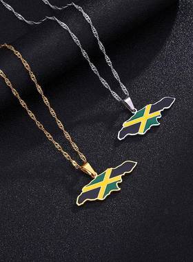 Map of Jamaica necklace 牙买加地图项链饰品女百搭非洲配饰