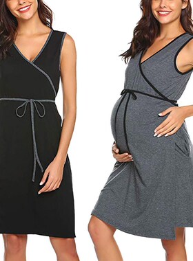 Sleeveless dress for pregnant women breastfeeding Nightgown
