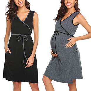 Sleeveless dress for pregnant women breastfeeding Nightgown