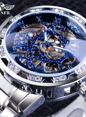 男镂空钻手动机械手表 Men's steel band watch mechanical watch