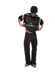 长裤 裤 街头立体剪裁多口袋微喇抽绳纯棉防撕裂格纹工装 AANN