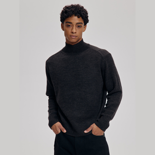 AaNn 领深灰高智感秋冬牛绒针织肩线毛衣