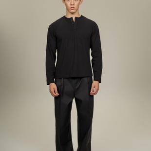 AaNn 简约休闲廓形中线立体剪裁深褶宽松复合西裤