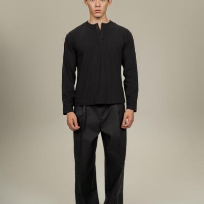 AaNn 简约休闲廓形中线立体剪裁深褶宽松复合西裤