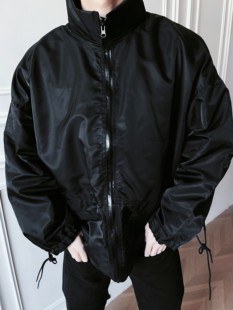 AaNn 下摆抽绳再生尼龙绒面内衬高领冲锋衣 廓形宽松短款