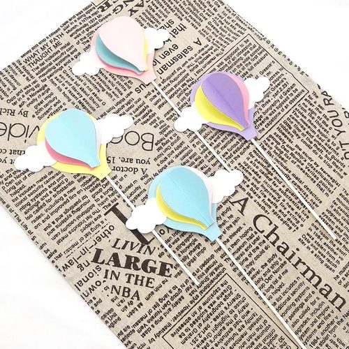 浪漫云朵立体热气球插牌蛋糕装饰