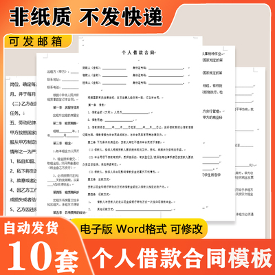 个人借款个人分期还款合同协议模板范本电子版word非纸质新版通用
