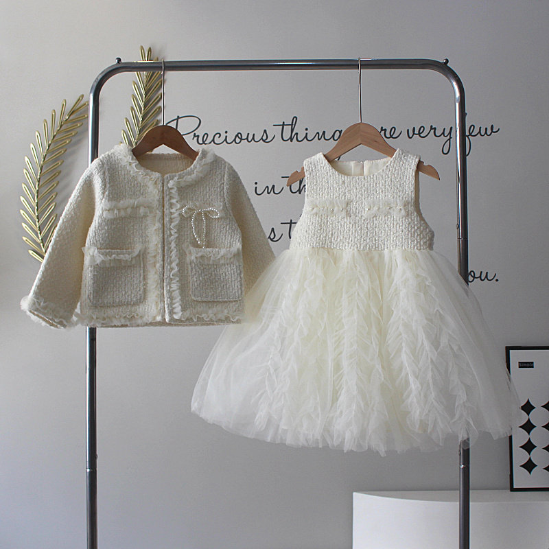 2025秋冬新款女童小香风套装儿童名媛粗花呢外套网纱蓬蓬裙两件套,童装/婴儿装/亲子装,连衣裙,淘宝优惠券,粉丝福利购,淘宝优惠卷