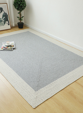 零胶手工编织地毯法式灰色北欧卧室床边毯现代简约客厅茶几毯定制