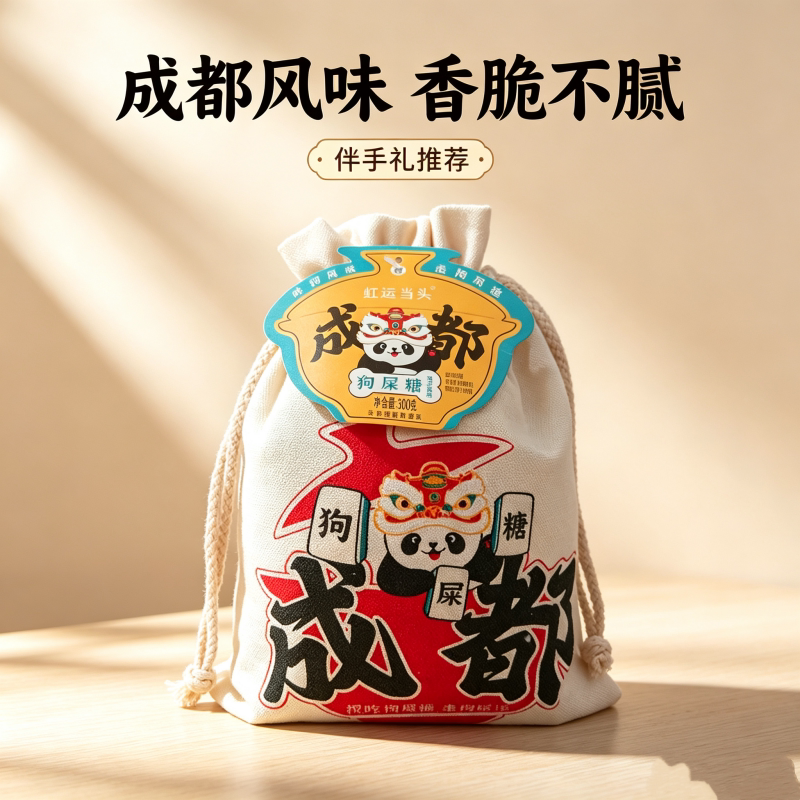 成都狗屎糖300克黑芝麻味休闲解馋零食特产伴手礼下午茶点心