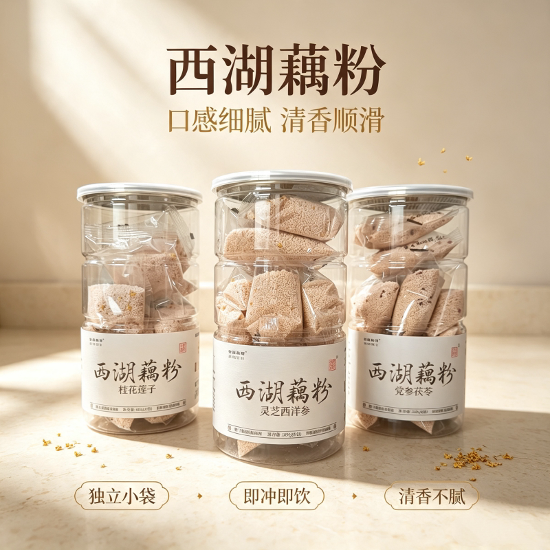 谷物细雨西湖藕粉285克灵芝西洋参 桂花莲子 党参茯苓即冲即饮