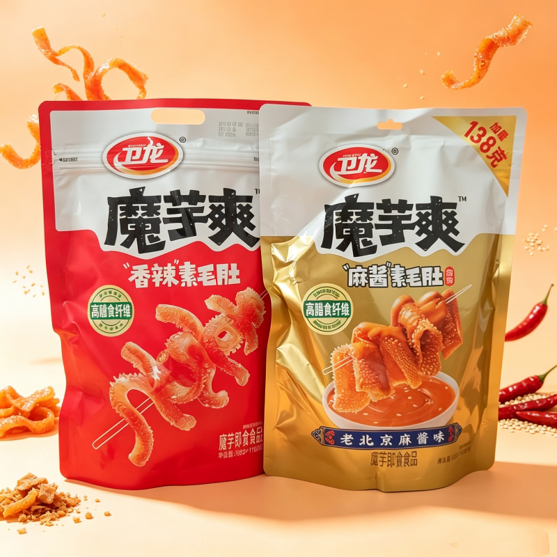 卫龙魔芋爽香辣素毛肚 微辣麻酱素毛肚 办公休闲解馋零食独立包装