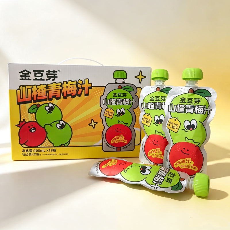 金豆芽山楂青梅汁100ml*13袋礼盒装无添加蔗糖酸甜解腻携带方便