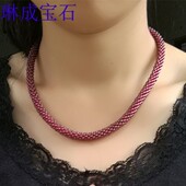 天然石榴石全新民族风款 特级石榴珠纯手工编织精美锁骨链项链