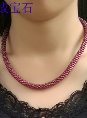 天然石榴石全新民族风款特级石榴珠纯手工编织精美锁骨链项链