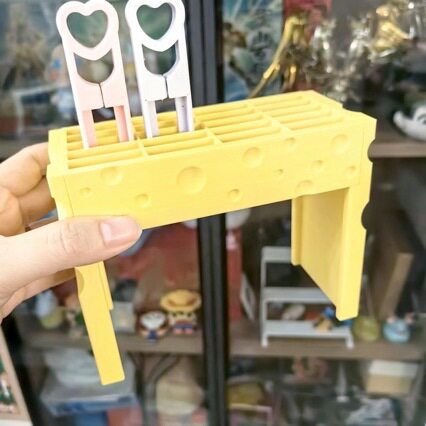 跨境3d打印粉色奶酪笔架拼豆套装收纳芝士DIY手工网红组合拼豆笔