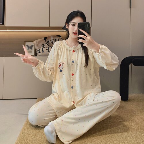 a类母婴级月子服带胸垫春秋3月份纯棉全棉吸汗孕妇睡衣产妇哺乳4