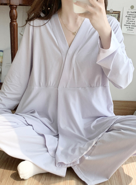 莫代尔凉感月子服夏薄款8月份产后大码孕妇睡衣夏季产妇哺乳喂奶9