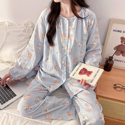 女纯棉透气吸汗月子服方便哺乳