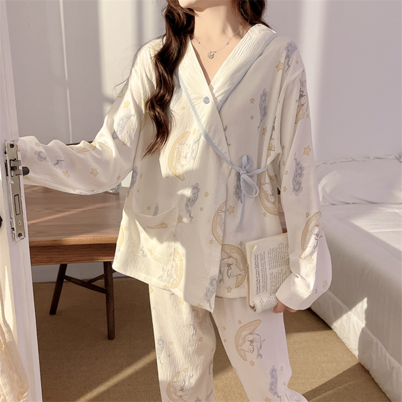 纱布月子服4月份夏薄款产后纯棉5