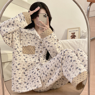 空气棉月子服带胸垫秋冬季 加厚哺乳 10月份产后纯棉孕妇睡衣秋冬款