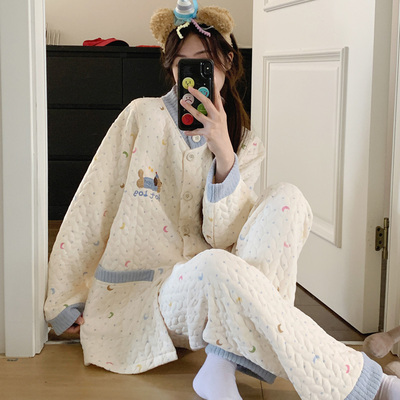 空气棉月子服冬厚款11月份纯棉