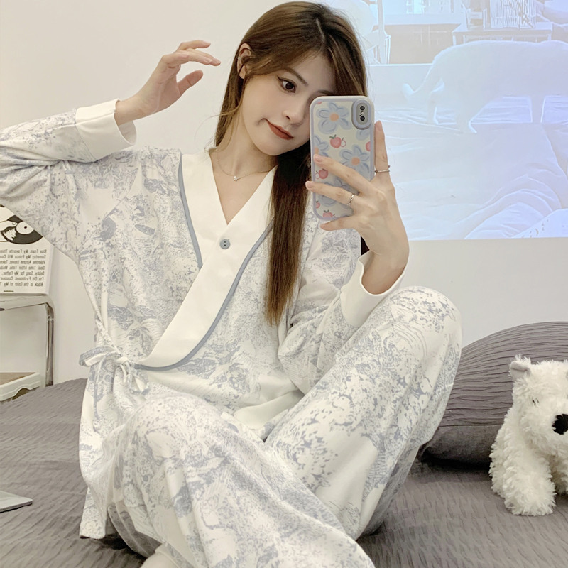 女纯棉透气吸汗月子服方便喂奶