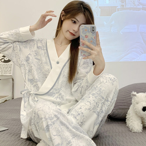 女纯棉透气吸汗月子服方便喂奶