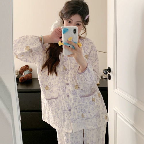 夏季薄款带胸垫纯棉哺乳月子服