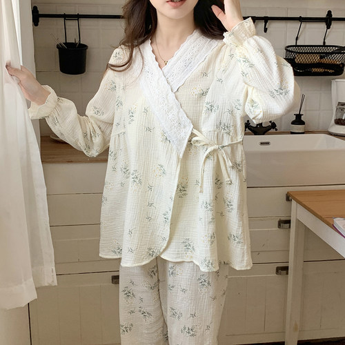 月子服夏季薄款产后纯棉纱
