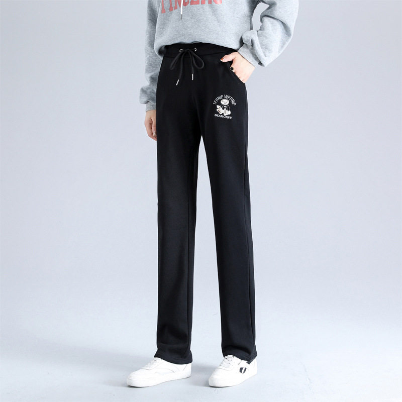 包邮2025加绒加厚保暖坠感直筒裤女秋冬加长高腰显瘦直筒运动女裤