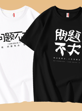 夏季2026新款文字问题不大短袖男t恤上班族休闲国潮纯棉创意衣服