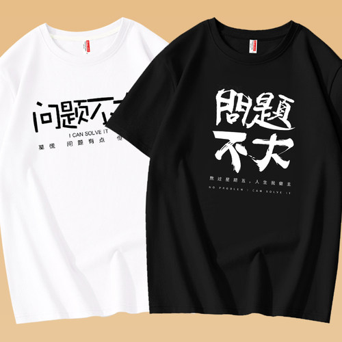 夏季国潮文字问题不大短袖t恤衫