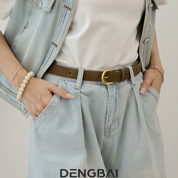 登白DENGBAI 雪花纹真皮女士腰带新款简约百搭腰带韩版腰带配饰