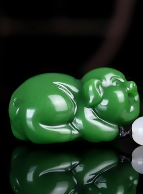 和田玉碧玉招财小猪手把件