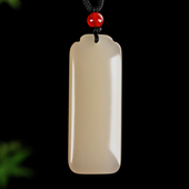 和田玉糖玉平安牌吊坠男女款 玉石无事牌项链挂件新疆玉器玉佩玉坠