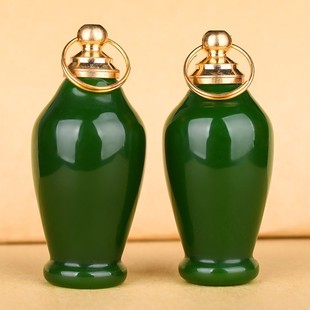 天然新疆和田玉碧玉鼻烟壶吊坠挂件平平安安玉瓶项链挂坠菠菜绿