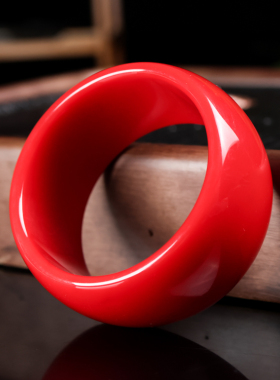 女款和田玉红玉加宽手镯