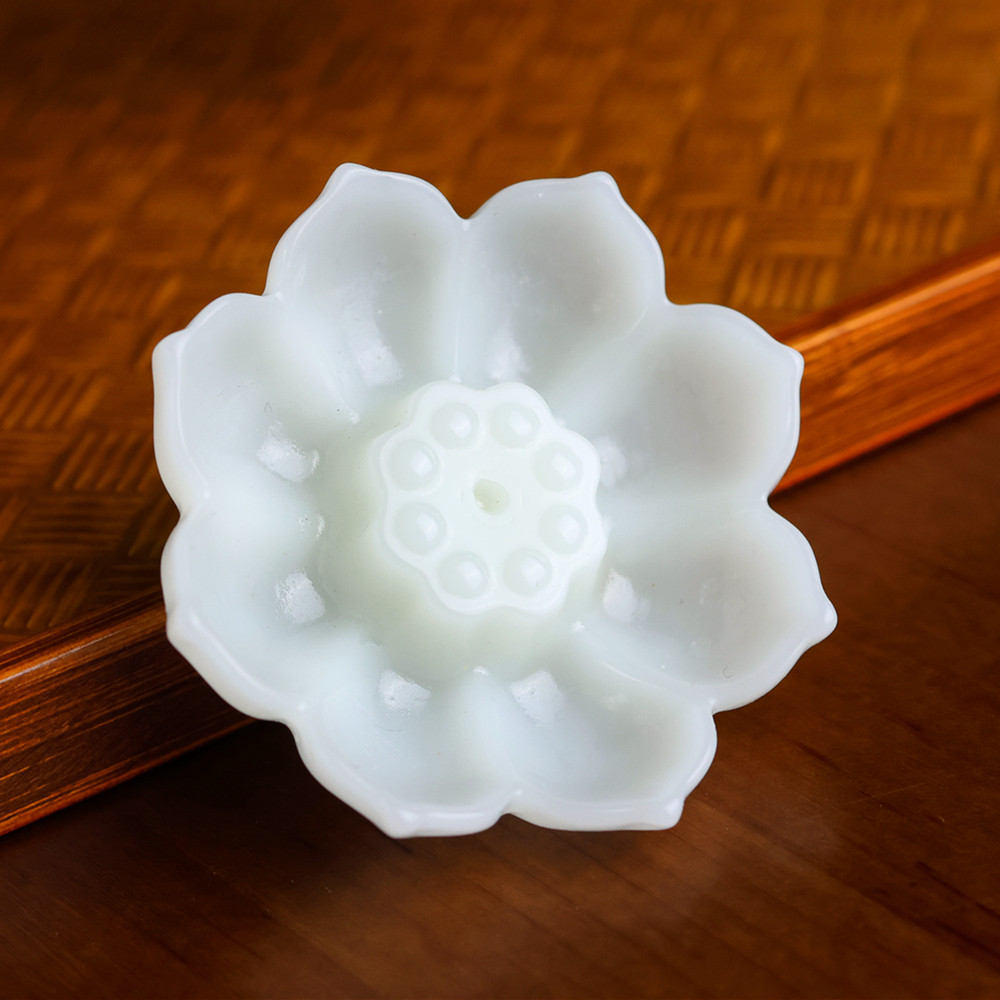 和田玉白玉籽料莲花玉盏手把件香盏小摆件天然玉石新疆玉器