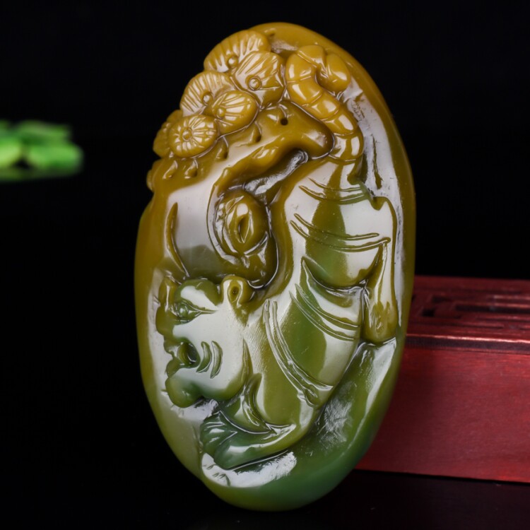 天然新疆和田玉糖玉籽料玉虎手把件糖料生肖虎把玩件挂件老虎把件