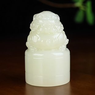 和田玉貔貅印章书镇手把件天然玉石招财神兽玉石小摆件把玩件