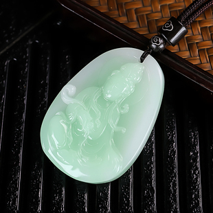 新品和田玉翠青玉观音吊坠男女款玉石菩萨项链玉坠平安牌玉佛挂件