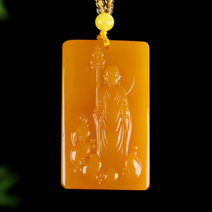 天然黄龙玉佛祖平安牌吊坠和田玉黄玉挂件玉佛玉坠玉佩