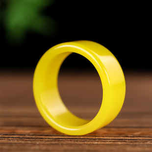 天然和田玉黄玉戒指指环男女款黄龙玉玉石戒指扳指新疆玉器