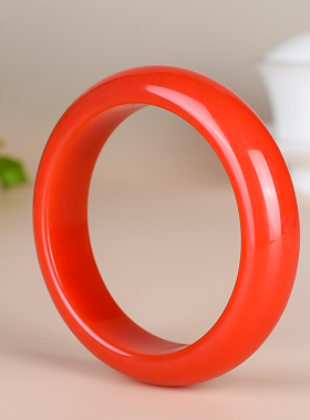 和田玉红玉手镯天然玉石镯子