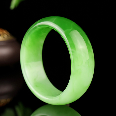 和田玉翠青玉石手镯女款