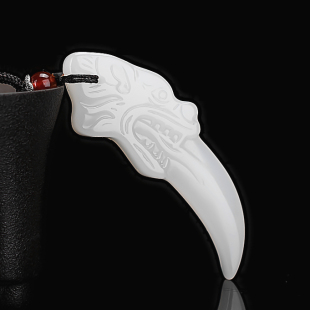 和田玉狼牙吊坠男士项链霸气狼牙羊脂玉挂坠男生女款个性潮人饰品