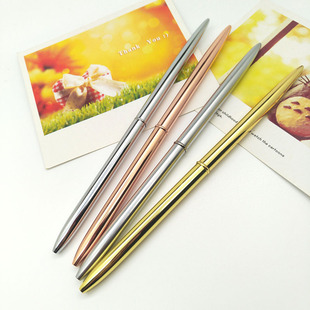 金银玫瑰金细长金属旋转中性笔创意无笔夹发簪签字笔子弹头签名笔